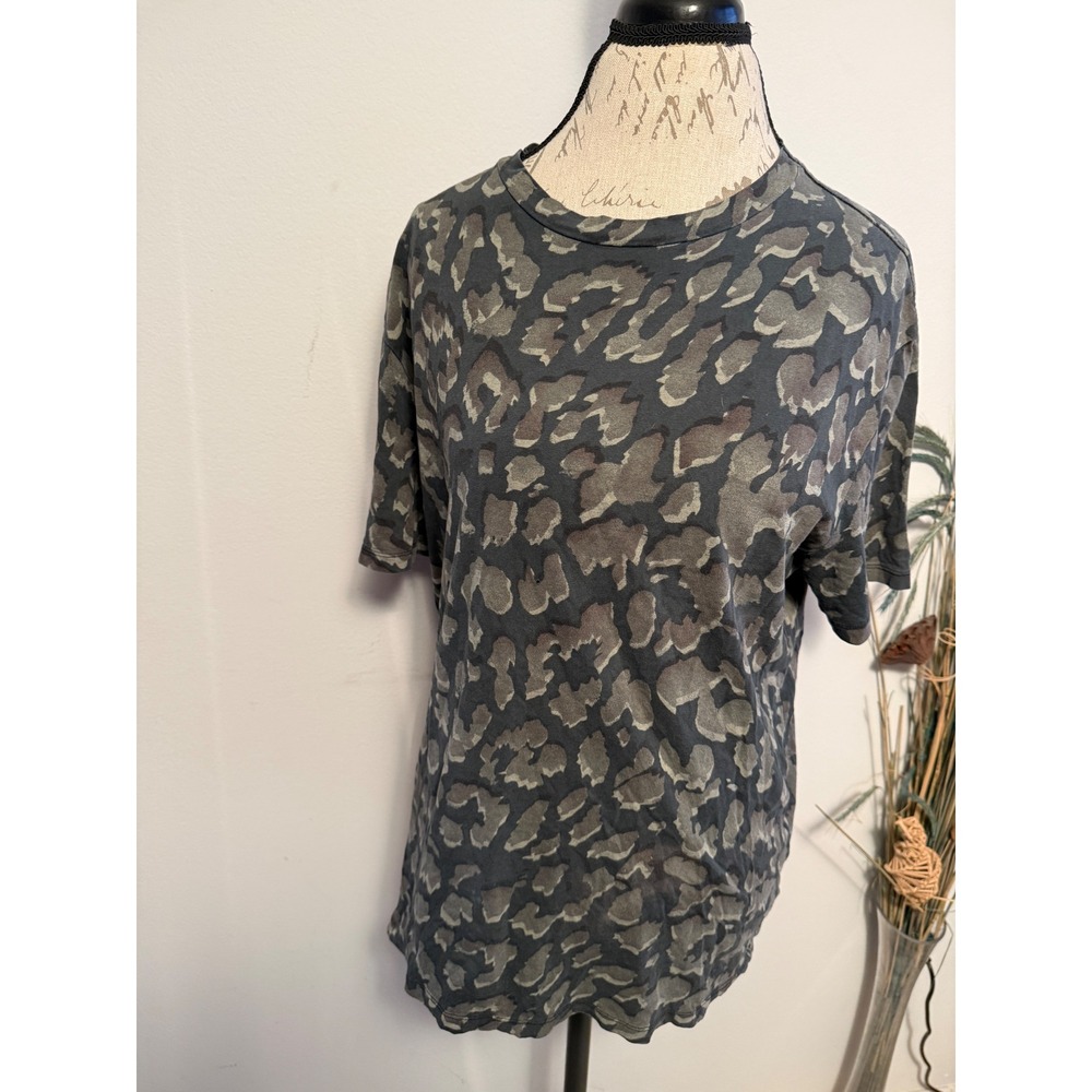 ALLSAINTS Leopard Print Oversized Fit T Shirt Women S Grey Black Short Sleeve